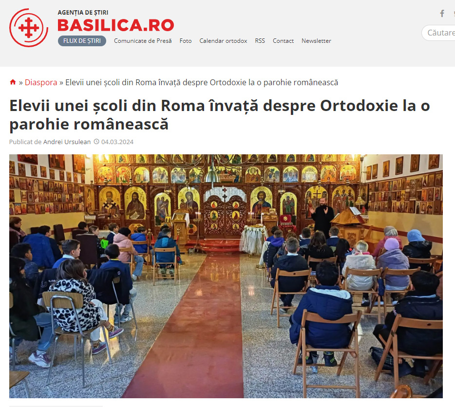 Учениците од едно училиште од Рим се запознаваат со Православието при една романска парохија