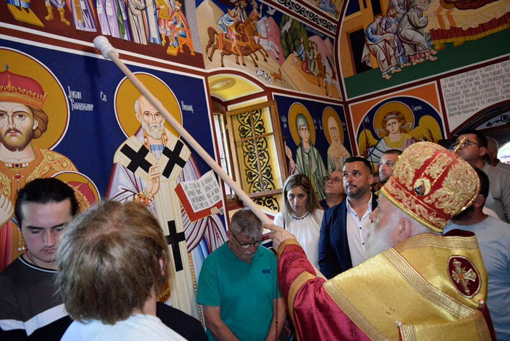 Осветување на храмот „Св. Јован Владимир“, во с. Подгорци, Струга